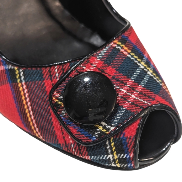 Vintage Plaid Heels 8.5 Holiday Christmas Shoes - Picture 3 of 6